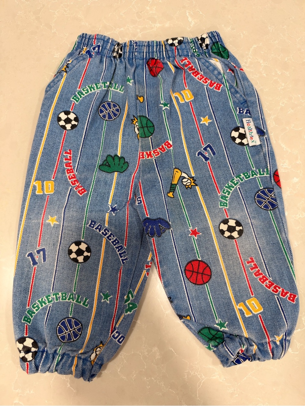 Vintage Blue Kids Sports-Print Bottoms